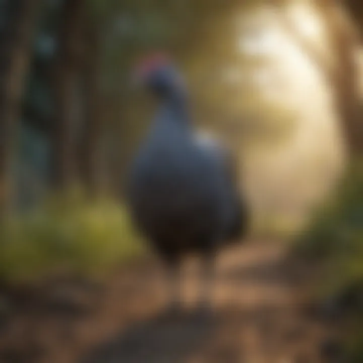 Guinea fowls in a farm setting