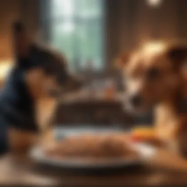 Healthy Adult Dogs at Mealtime Happy adult dogs enjoying their meal