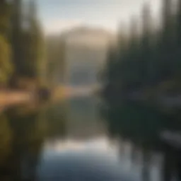 Serene view of Hawley Lake surrounded by pine trees
