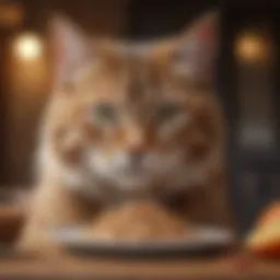 A healthy cat enjoying a high protein meal
