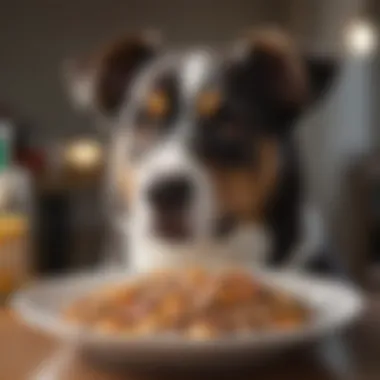 A Happy Dog with Allergy-Friendly Food Close-up of a dog enjoying a bowl of high-quality allergy-friendly food