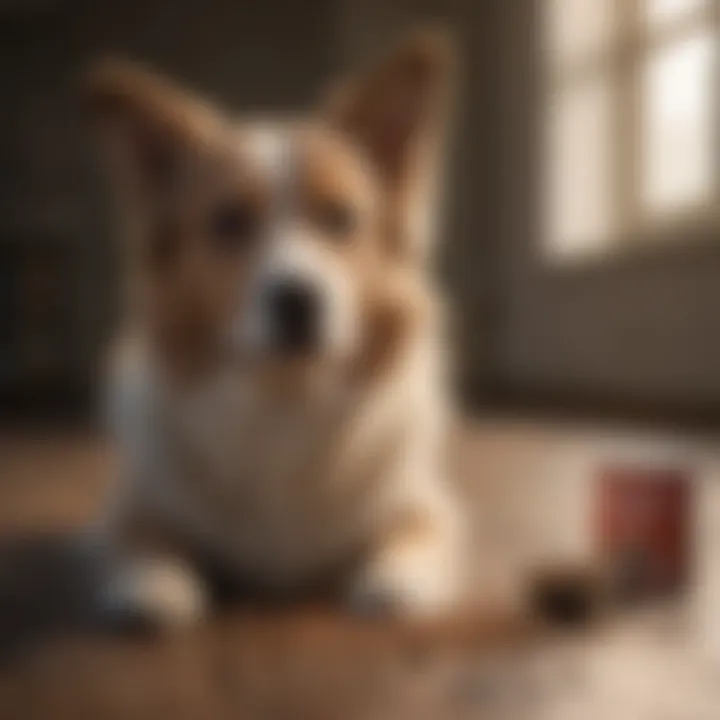 Owner reading dog food labels for allergens and nutritional content