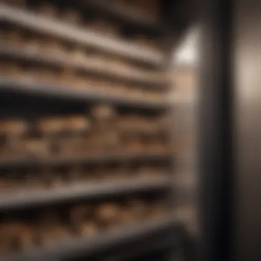 An organized refrigerator with mushrooms stored correctly