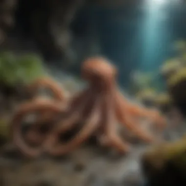 Octopus camouflage in a rocky underwater environment