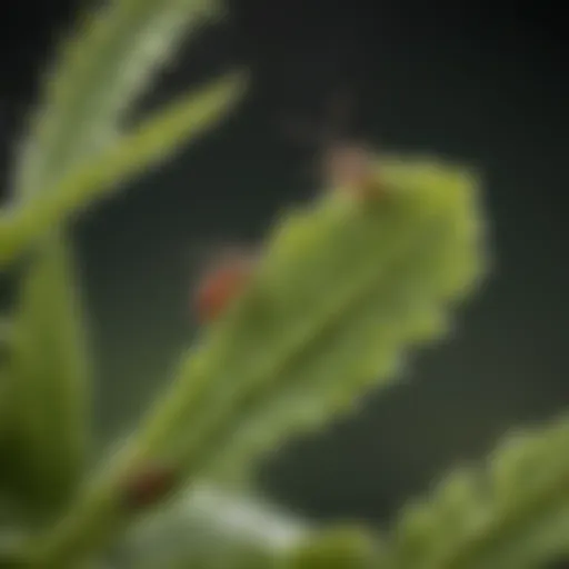 A close-up of aphids on plant leaves