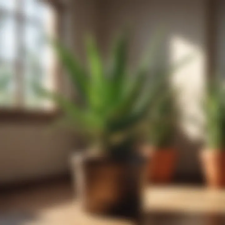 Brightly lit indoor space with Aloe Vera