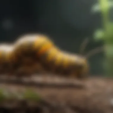 Caterpillar undergoing metamorphosis