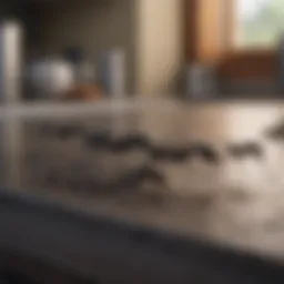 Close-up of black ants on a kitchen counter