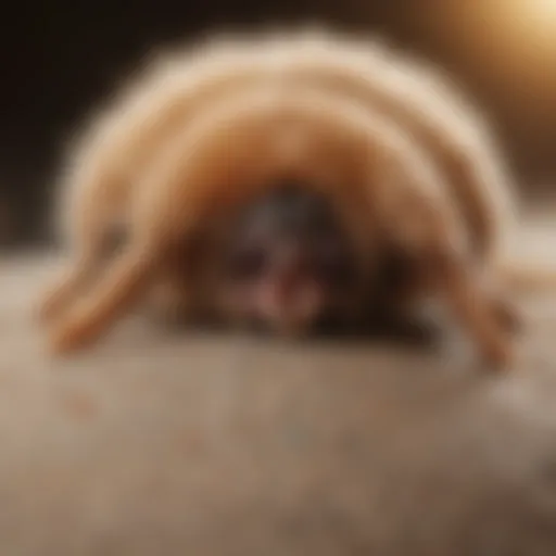 A close-up view of a tick on a dog's fur
