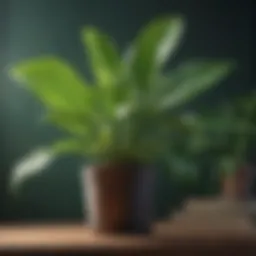 Lush green leaves of a peace plant under natural light