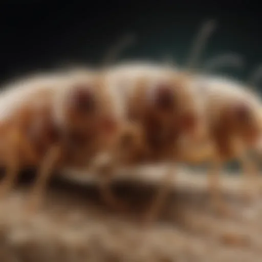 A close-up view of fleas on a pet's fur