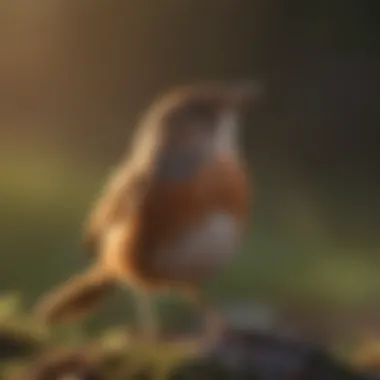 Wren singing during sunrise
