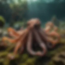 An octopus camouflaging with its surroundings