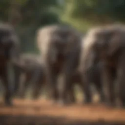 A herd of elephants interacting in their natural habitat