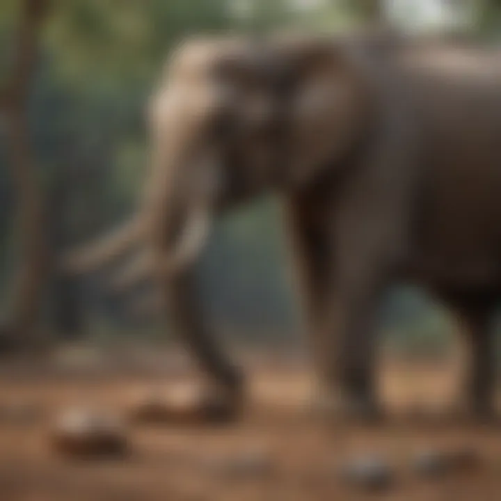 Elephant using tools to access food