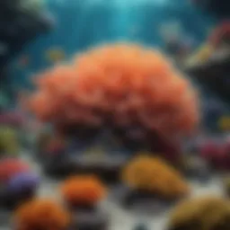 A colorful coral reef teeming with diverse fish species