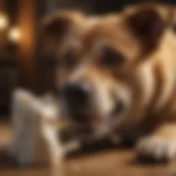 A dog enthusiastically chewing on a safe bone