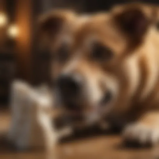A dog enthusiastically chewing on a safe bone