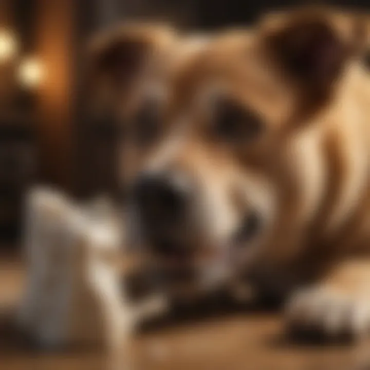 A dog enthusiastically chewing on a safe bone