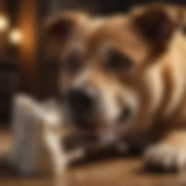 A Dog Enjoying a Safe Bone A dog enthusiastically chewing on a safe bone