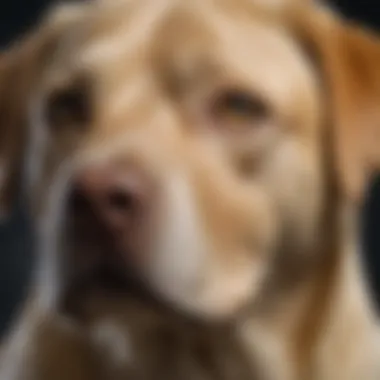 Close-up of a Labrador Retriever's physical features, highlighting its robust build and expressive eyes.