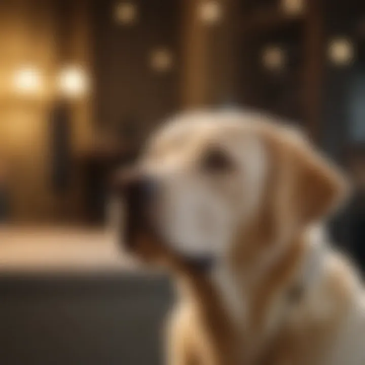 Labrador Retrievers in a therapy session with individuals, demonstrating their role as service animals.