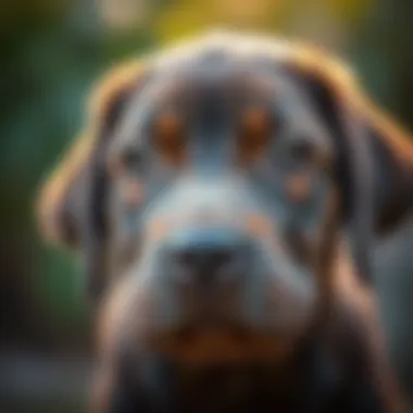 A close-up of a Labrador puppy's face showcasing its friendly expression
