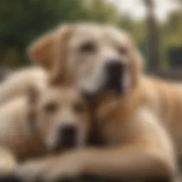 Labrador Retriever providing comfort to a person