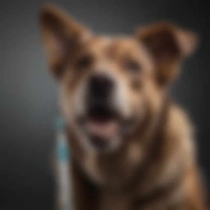 A collection of dog dental care tools including toothbrushes and chews