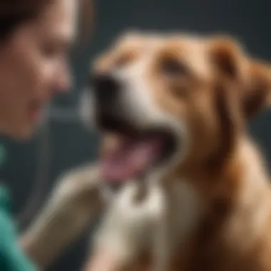 Veterinary Dental Check-Up A veterinarian examining a dog's mouth during a dental check-up