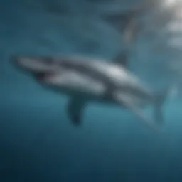 An impressive mako shark swimming in clear blue waters