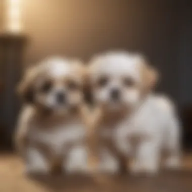 Maltese Shih Tzu puppy interacting with a child