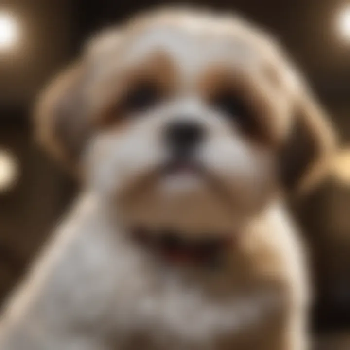 Maltese Shih Tzu puppy being groomed