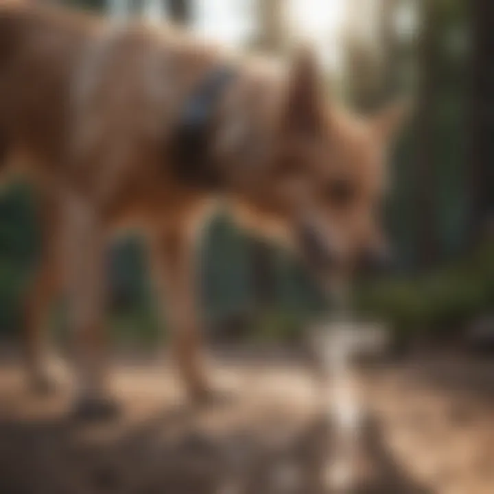 A dog drinking water to stay hydrated during recovery