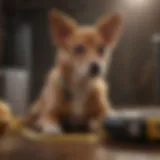 A dog being measured for crate size with a tape measure