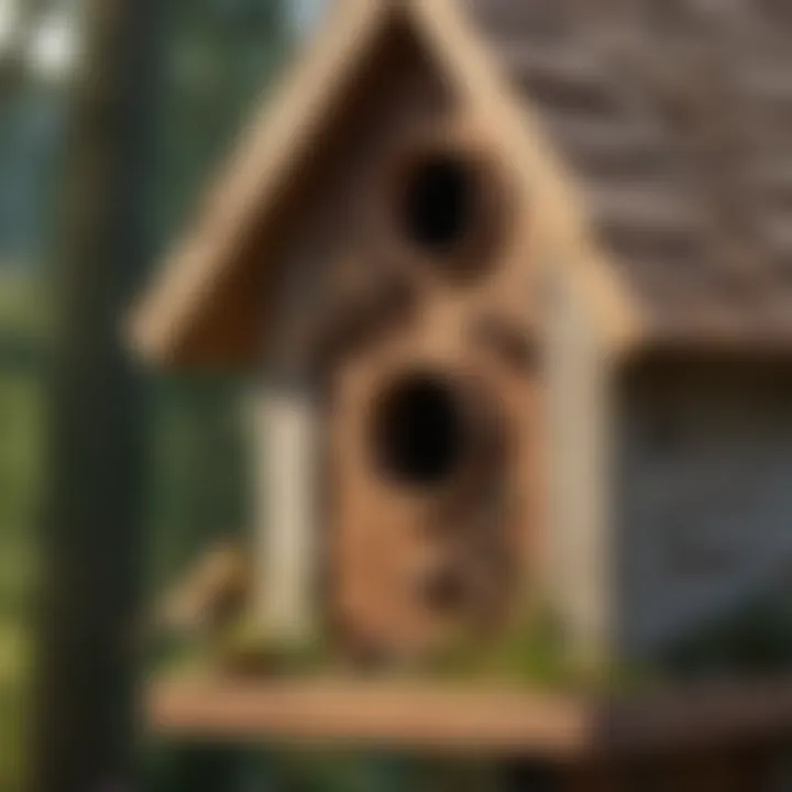 Close-up of natural materials used in constructing a birdhouse, emphasizing sustainability and eco-friendliness.