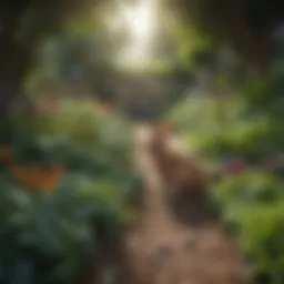 A lush garden with fresh vegetables surrounded by natural rabbit deterrents