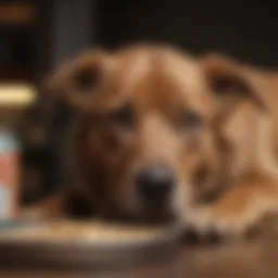 A concerned dog owner examining their pet