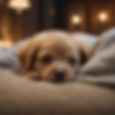 A serene nighttime environment for a puppy