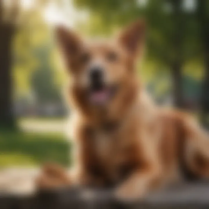 A dog happily enjoying a renal-friendly treat in a park