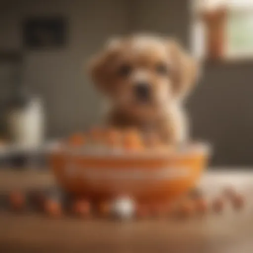 A vibrant bowl filled with high-quality puppy food, showcasing the ideal nutrients for a small dog.