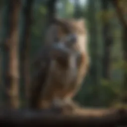 A majestic owl perched on a branch, symbolizing wisdom and introspection.