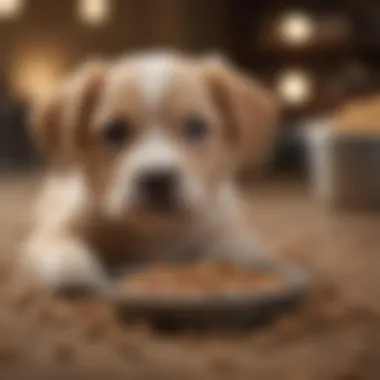 Healthy Puppies Thrive on Quality Kibble A happy puppy enjoying a bowl of nutritious kibble.