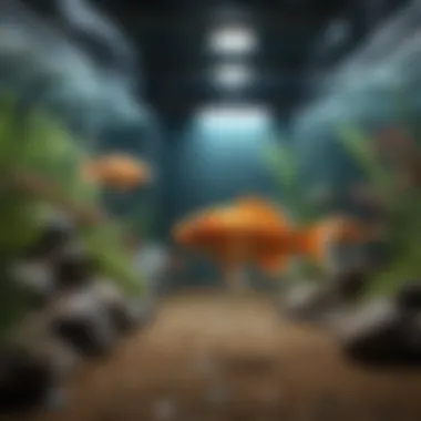 Observing Fish Behavior in a Small Aquarium An aquarist carefully observing fish behavior in a small tank.