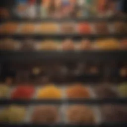 A vibrant display of various puppy food options showcasing kibble, wet food, and fresh ingredients.