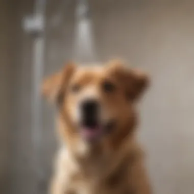 An innovative shower attachment featuring a built-in water filter for pets