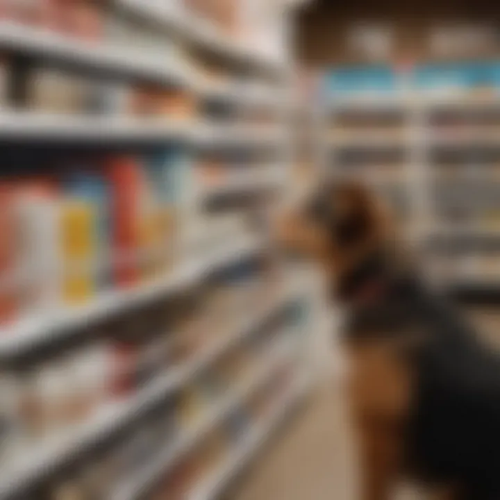 A pet owner examining glucosamine product labels in a store