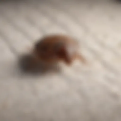 Close-up of bed bug hiding in a mattress seam