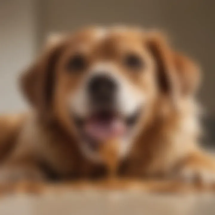 A dog happily enjoying a spoonful of peanut butter