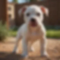 Playful pitbull puppy in a sunny Phoenix backyard